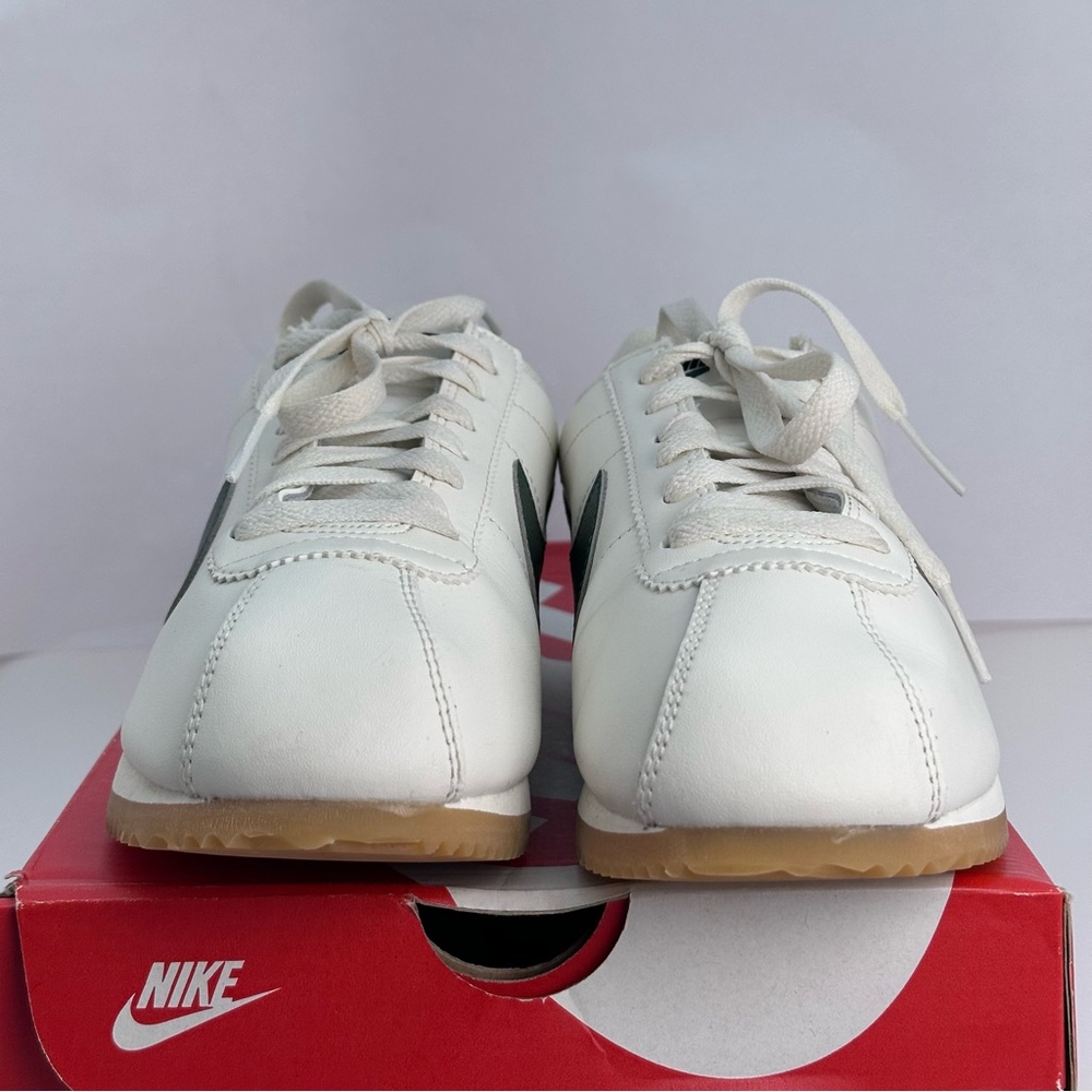 New Nike Cortez Leather Sneaker in Sail, Fir, Gum Yellow, & Black shoe - Picture 3 of 8